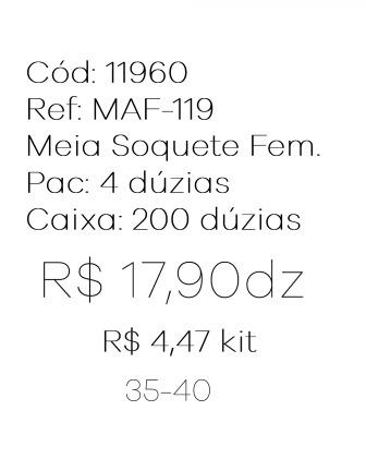 Q - Kit Meia Soquete Fem. c/ 3 Pares Ref: MAF-119 Pac c/16 Kits Diversas Cores.
