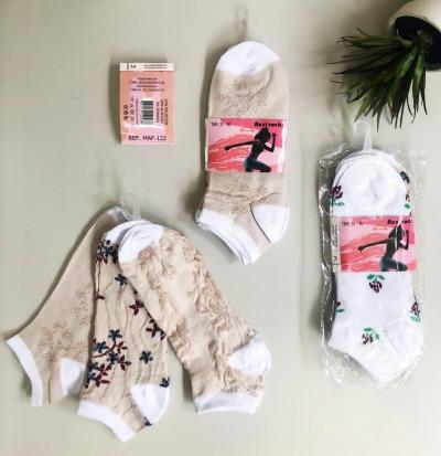 Q - Kit Meia Soquete Fem. c/ 3 Pares Ref: MAF-122 Pac c/16 Kits Diversas Cores.