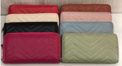 X - Carteira Fem. Matelassê Chevron Ref: LRY-603 Pac c/ 24 UN Diversas Cores.