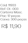 X - Carteira Masc. Couro Clássica Ref: OL-003 Pac c/ 24 UN Diversas Cores.