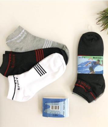 Q - Kit Meia Soquete Masc. c/ 3 Pares Ref: MAM-204 Pac c/16 Kits Diversas Cores.