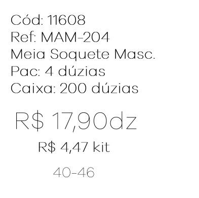 Q - Kit Meia Soquete Masc. c/ 3 Pares Ref: MAM-204 Pac c/16 Kits Diversas Cores.