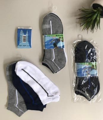 Q - Kit Meia Soquete Masc. c/ 3 Pares Ref: MAM-207 Pac c/16 Kits Diversas Cores.
