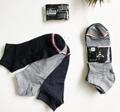 Q - Kit Meia Soquete Masc. c/ 3 Pares Ref: MAM-212 Pac c/16 Kits Diversas Cores.
