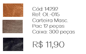 X - Carteira Masc. Couro Bicolor Ref: OL-015 Pac c/ 24 UN Diversas Cores.