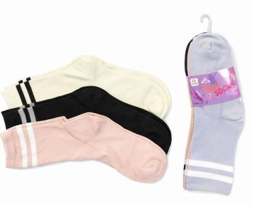 Q - Kit Meia Juvenil Menina c/ 3 Pares Ref: MJF-500 Pac c/16 Kits Diversas Cores.