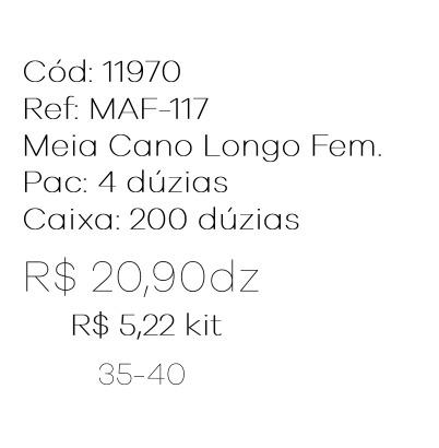 Q - Kit Meia Cano Longo Fem. c/ 3 Pares Ref: MAF-117 Pac c/16 Kits Diversas Cores.