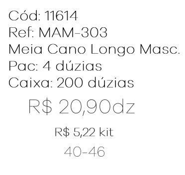 Q - Kit Meia Cano Longo Masc. c/ 3 Pares Ref: MAM-303 Pac c/16 Kits Diversas Cores.