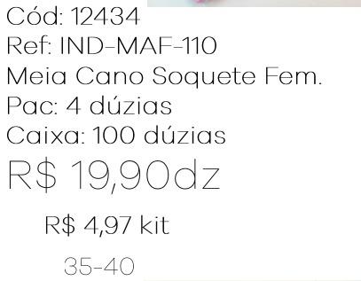 Q - Kit Meia Cano Soquete Fem. c/ 3 Pares Ref: IND-MAF-110 Pac c/16 Kits Diversas Cores.