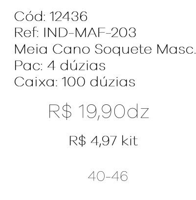 Q - Kit Meia Cano Soquete Masc. c/ 3 Pares Ref: IND-MAF-203 Pac c/16 Kits Diversas Cores