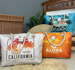 W - Bolsa de Praia Fem. Estampa Tropical Ref: BP-100 Pac c/ 24 UN Diversas Cores.