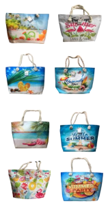 W - Bolsa de Praia Fem. Estampa Verão Ref: BP-150 Pac c/ 24 UN Diversas Cores.