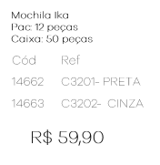 W - Mochila Ika Executiva Ref: C3201 Pac c/ 24 UN Diversas Cores.