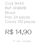J - Blusa Fem. Ref: AN8918 Pac c/ 24 UN Diversas Cores.