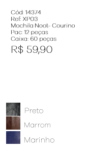 W - Mochila Notebook Courino Masc. Ref: XP03 Pac c/ 12 UN Diversas Cores.