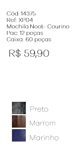W - Mochila Notebook Courino Masc. Ref: XP04 Pac c/ 12 UN Diversas Cores.