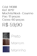 W - Mochila Notebook Courino Masc. Ref: XP12 Pac c/ 12 UN Diversas Cores.