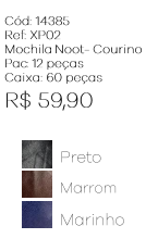 W - Mochila Notebook Courino Masc. Ref: XP02 Pac c/ 12 UN Diversas Cores.