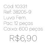 R - Luva Fem. Tricot Listrada Ref: 38205-9 Pac c/ 24 UN Diversas Cores.