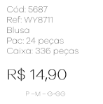 J - Blusa Fem. Ref: WY8711 Pac c/ 24 UN Diversas Cores.