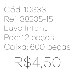 R - Luva Infantil Tricot Básica Ref: 38205-15 Pac c/ 24 UN Diversas Cores.