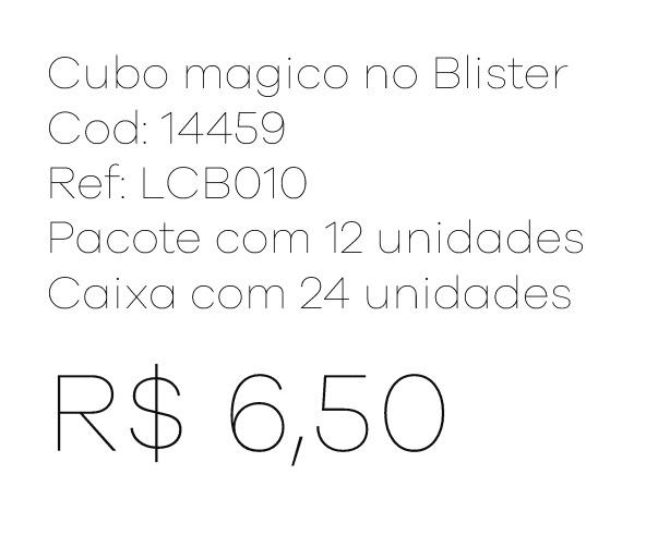 Z - Cubo Mágico no Blister Ref: LCB010 Pac c/ 24 UN Diversas Cores.