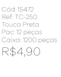 R - Touca Preta Básica Ref: TC-250 Pac c/ 24 UN Diversas Cores.
