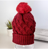 R - Touca Fem. Forrada Tricot com Pompom Ref: TA307 Pac c/ 24 UN Diversas Cores.