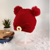 R - Touca Infantil Tricot Ursinho com Pompom Ref: 38764-13 Pac c/ 24 UN Diversas Cores.