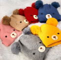 R - Touca Infantil Tricot Ursinho com Pompom Ref: 38764-13 Pac c/ 24 UN Diversas Cores.