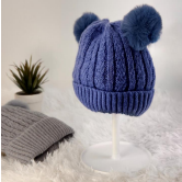 R - Touca Infantil Tricot com Duplo Pompom Ref: AO2417 Pac c/ 24 UN Diversas Cores.