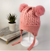 R - Touca Infantil Tricot com Duplo Pompom Ref: AO2429 Pac c/ 24 UN Diversas Cores.