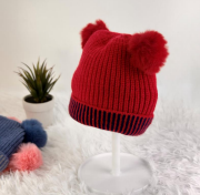 R - Touca Infantil Tricot com Duplo Pompom Ref: AO2422 Pac c/ 24 UN Diversas Cores.