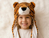 R - Touca Infantil Bichinhos 3D Tigrinho Ref: TC-1069 Pac c/ 24 UN Diversas Cores.