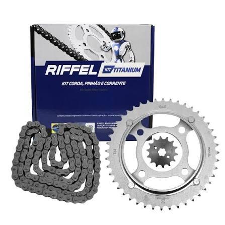 KIT CG 125 [CARGO/TITAN/FAN] (00-08) 44Z (C/ ANEL) X 14Z - C/CORRENTE 428H X 116L - TITANIUM - 1045