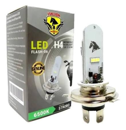 LAMPADA FAROL LED H4 SUPER BRANCA STROBO 6500K