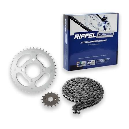 KIT CG 125[I] [FAN/CARGO] (14-18) 43Z (C/ ANEL) X 14Z C/ CORRENTE 428H X 118L - TITANIUM - 1045