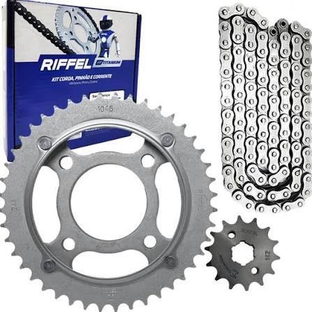 KIT CG 125 [CARGO/TODAY/TITAN] (83-99) 43Z (C/ ANEL) X 14Z - C/CORRENTE 428H X 116L - TITANIUM - 1045