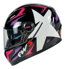 CAPACETE FW3 -GTX STAR PRETO BRILHANTE LILAS COM ROSA 58 -312 0458