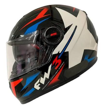 CAPACETE FW3 -GTX STAR PRETO BRILHANTE AZUL COM VERMELHO 56
