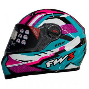 CAPACETE FW3 GTX FOX AZUL TIFANY COM LILAS 60