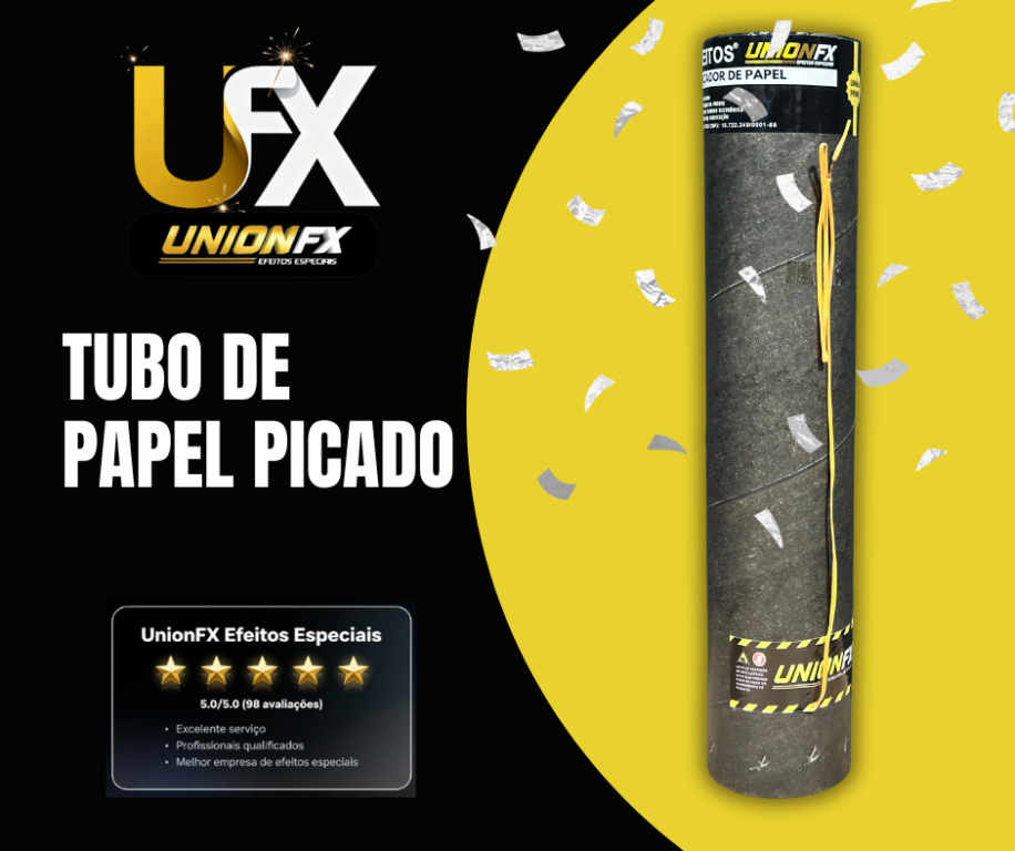 TUBO PAPEL PICADO METALIZADO PRATA PREMIUM COM SKIB DE 60CM