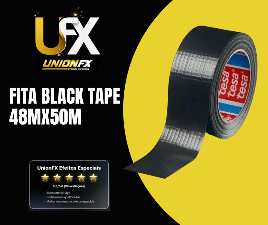 FITA BLACK TAPE PRETA 48MM X 50M PROFISSIONAL TECTAPE