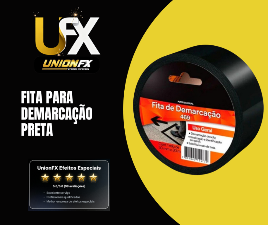 FITA PVC DEMARCAÇÃO PRETA 50MM X 30M