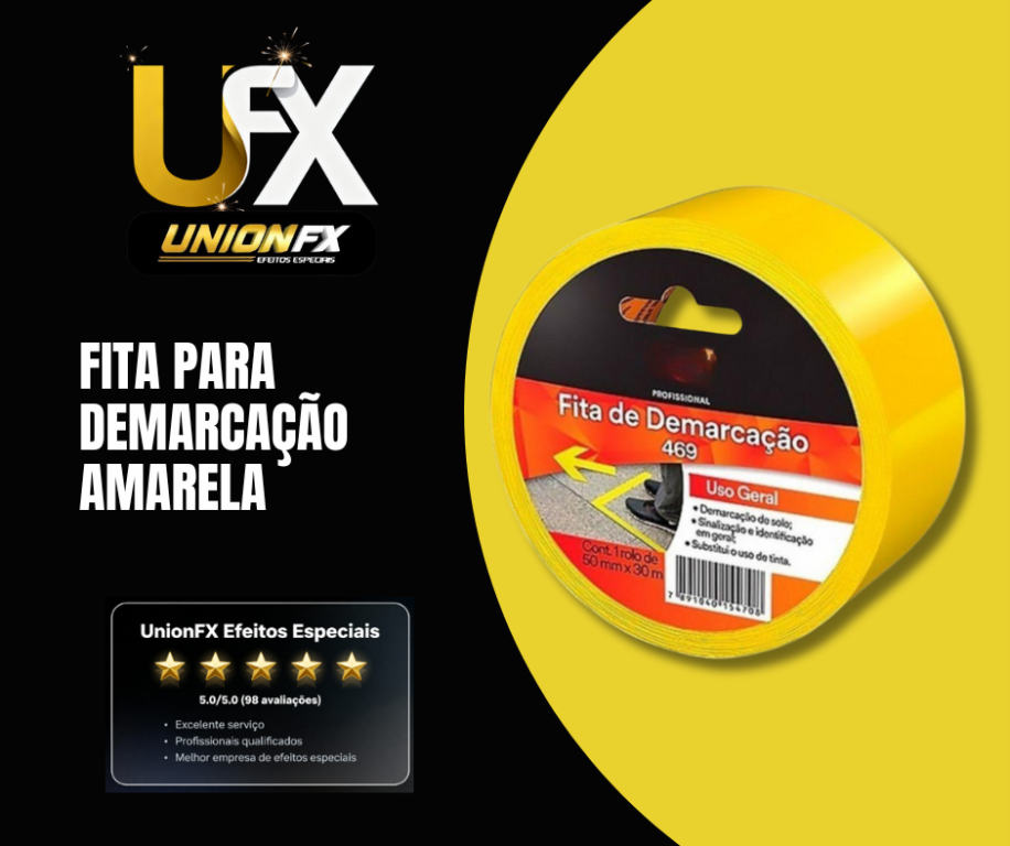 FITA PVC DEMARCAÇÃO AMARELA 50MM X 33M