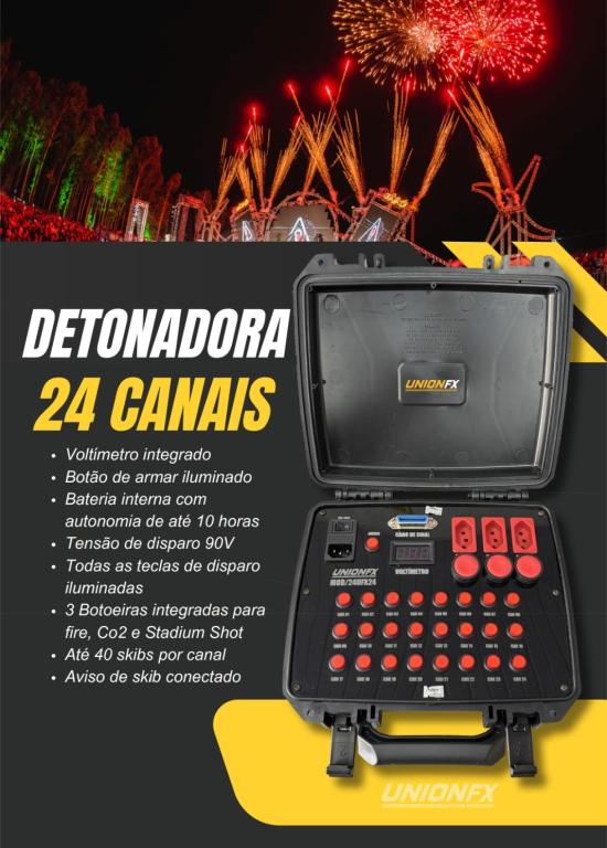 KIT DETONADOR / ACIONADOR 24 CANAIS COM 03 SAIDAS DE CO2, 04 ILHAS, 04 CABOS