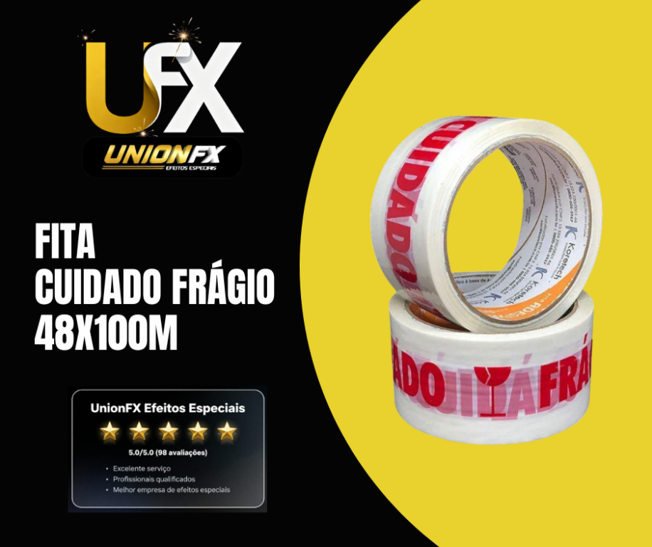 FITA CUIDADO FRÁGIL BRANCA 48MMX100M