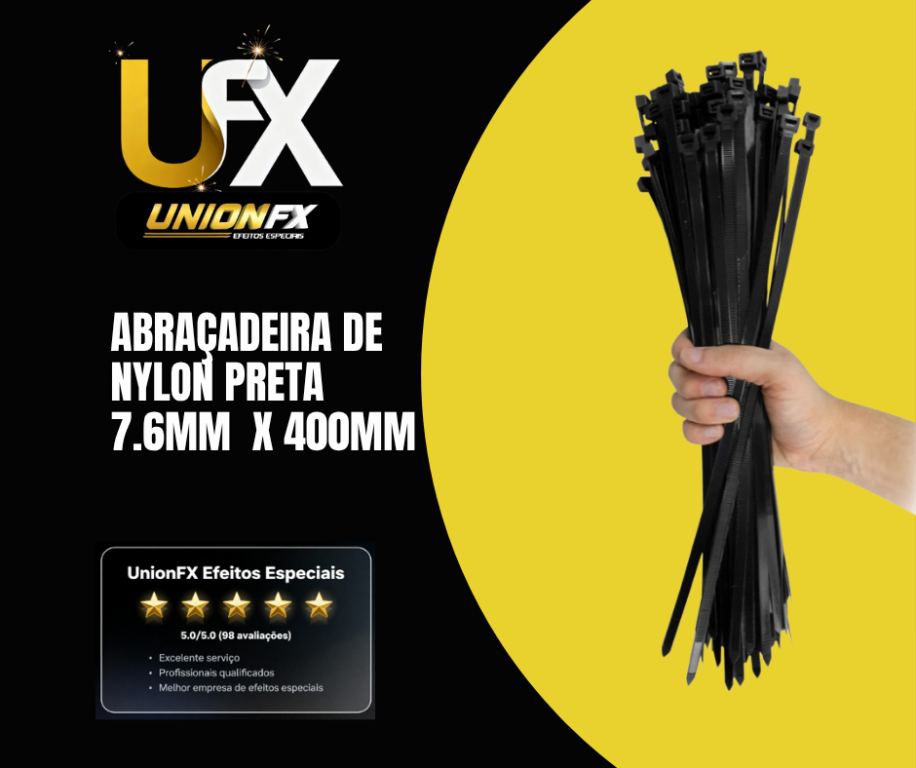 ABRAÇADEIRA DE NYLON PRETA  7.6MM  X 400MM