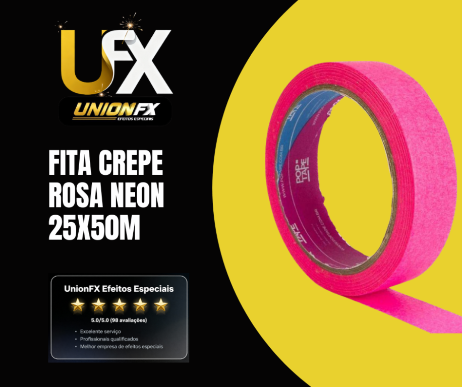 FITA CREPE 25MMX50M COR ROSA NEON