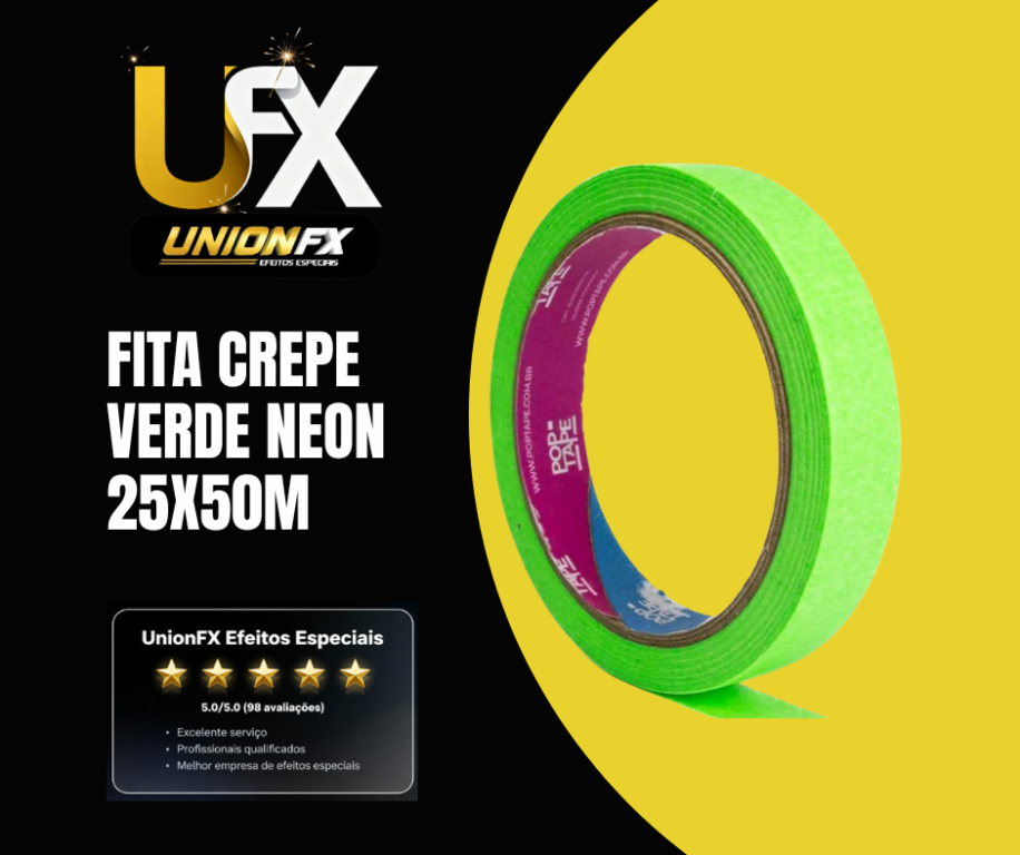 FITA CREPE 25MMX50M COR VERDE NEON
